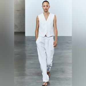 White Linen Vest